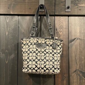 Coach Black and Gray Patterned Tote